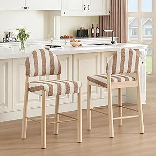 Scingu upholstered counter stools with curved backrests