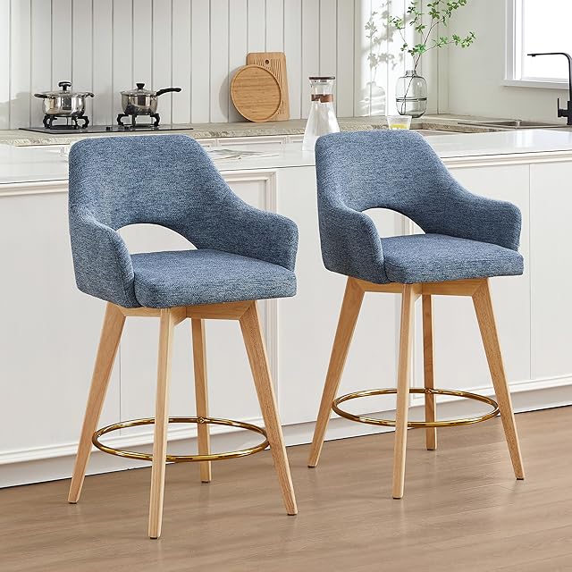 Scingu swivel counter stool in cream upholstery